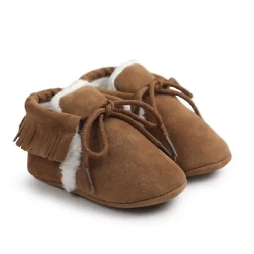 Pudcoco Newborn Baby Boys Girls Soft Sole Crib Shoes Warm Boots Anti-slip Sneakers 0-18m - Color: Brown