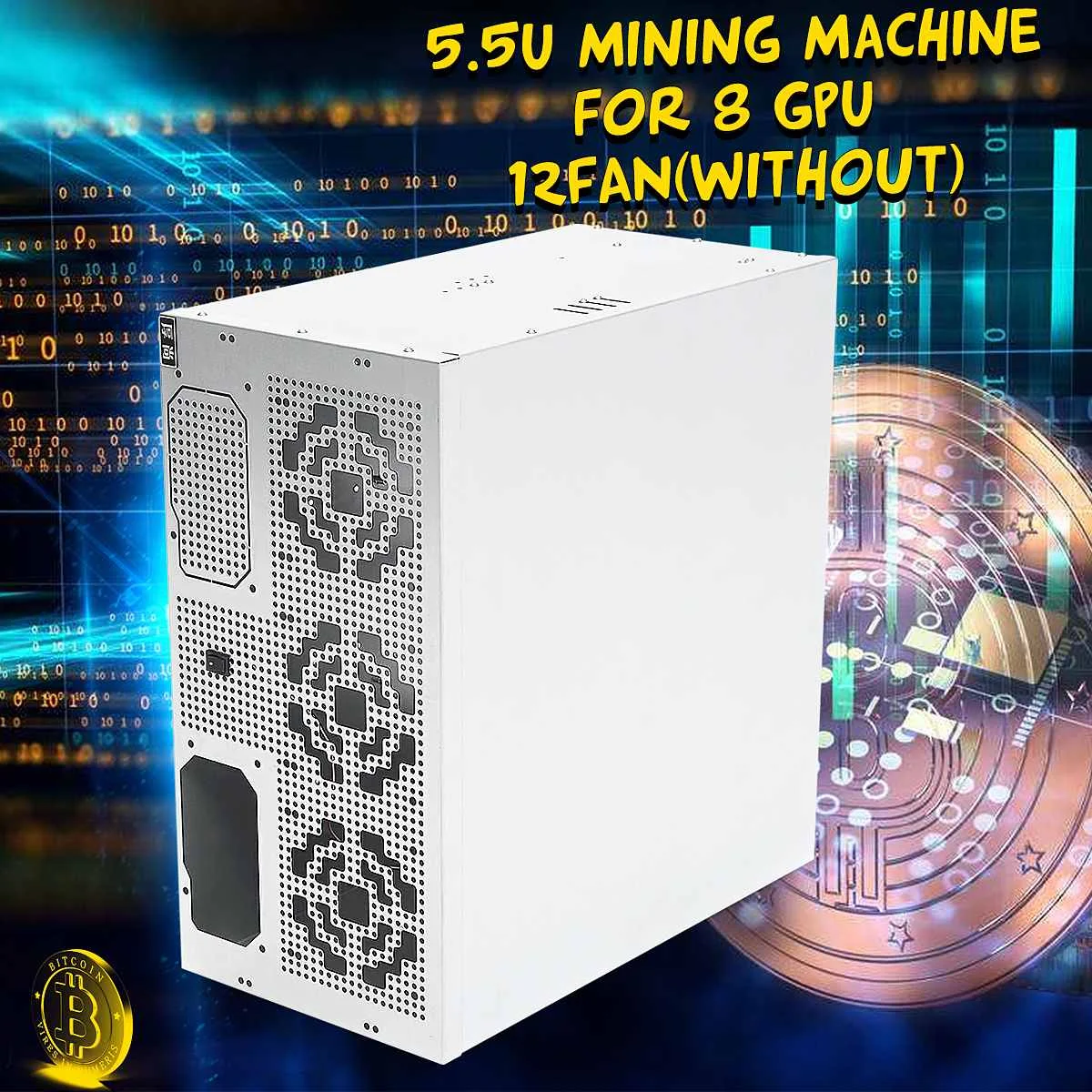 

1250W 5.5U Open Air Mining Frame Miner Rig Case Crypto Coin For 8 GPU ETH BTC ZEC Ethereum