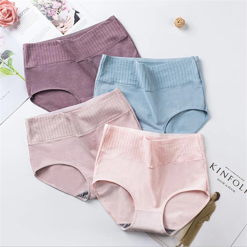 3 Pcs Cotton Women's Underwear Panties Solid High Waist Briefs Breathable Underpants Seamless Soft Plus Size Women Lingerie - Image 2