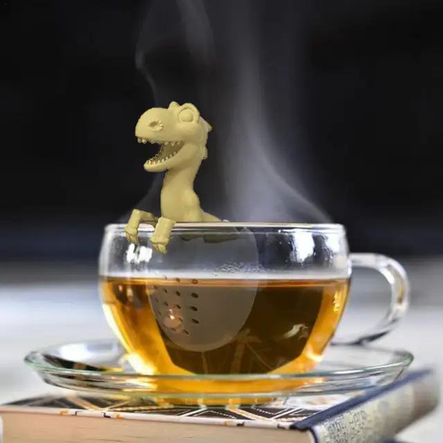 80%-Os Dinoszaurusz Szilikon Tea -Infúziós Levélszűrő Szűrő Diffúzó Ital Eszköz - Image 2