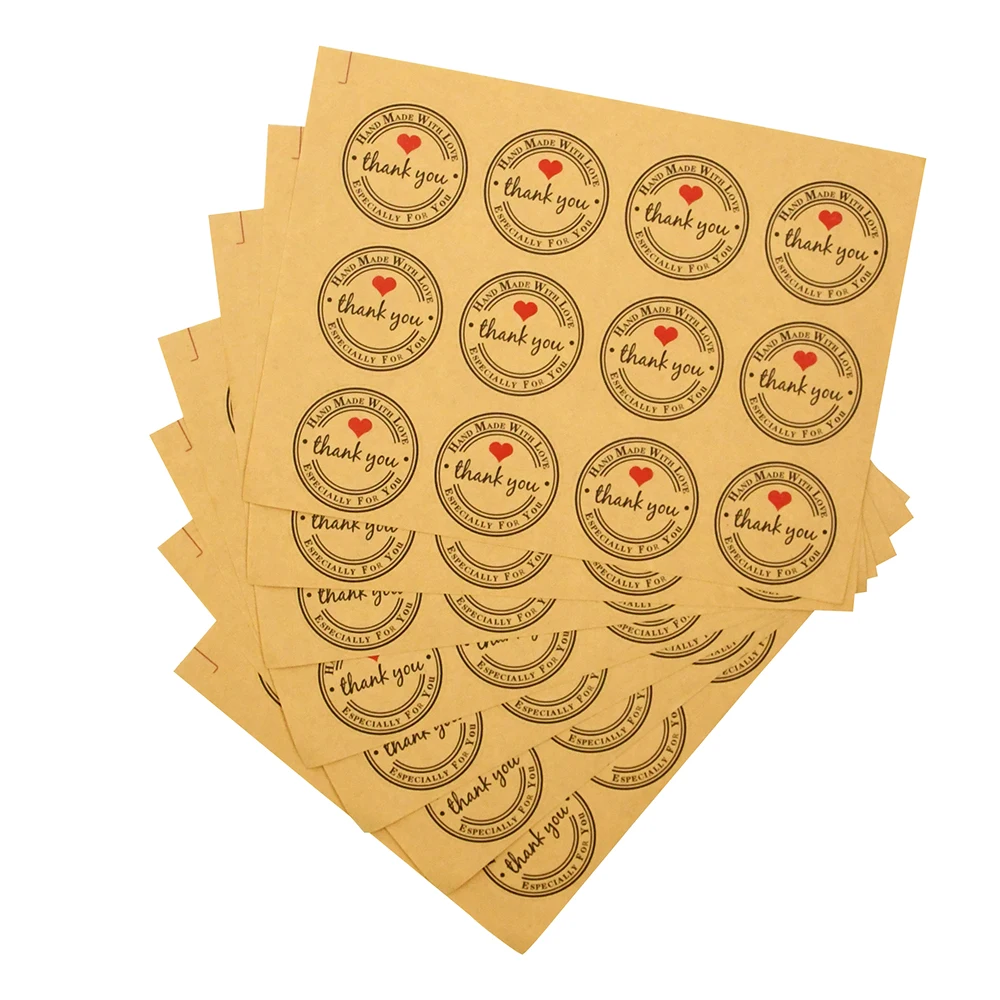 

60pcs Round Thank You Kraft Stickers 3.5cm Wedding Pretty Gift Cards Envelope Sealing Label Stickers Stationery