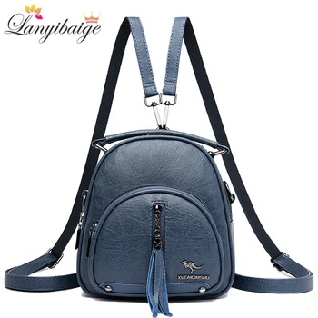 

Multifunction Women Backpack High Quality Pu Leather School Backpacks Female Shoulder Bags sac School Bags For Girls mochila