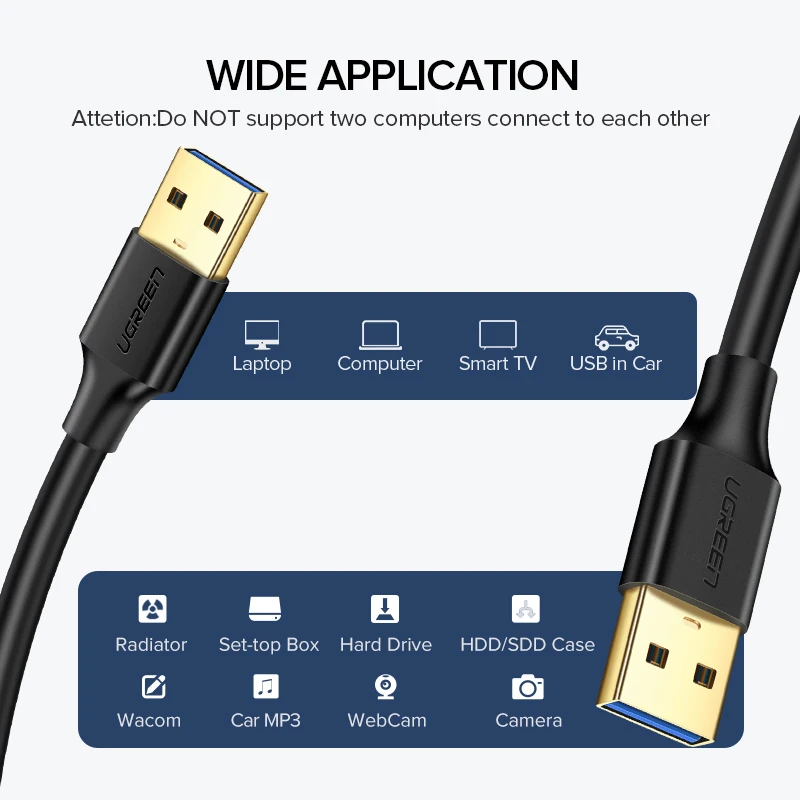 Ugreen USB к USB Удлинительный кабель Тип A Мужской к usb-вилке 3,0 2,0 удлинитель для радиатора жесткий диск Webcom usb-кабель для камеры расширения