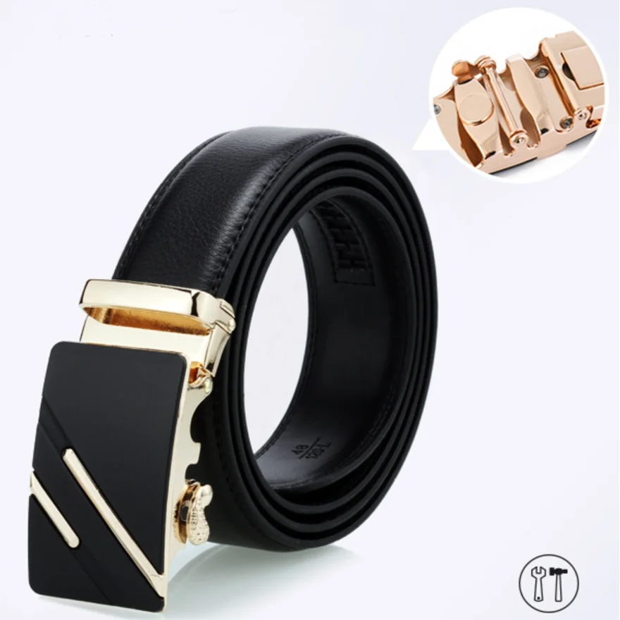 

Men's Leather Belt Automatic Buckle Business Belt Men's Soft Cowhide Waist Belts