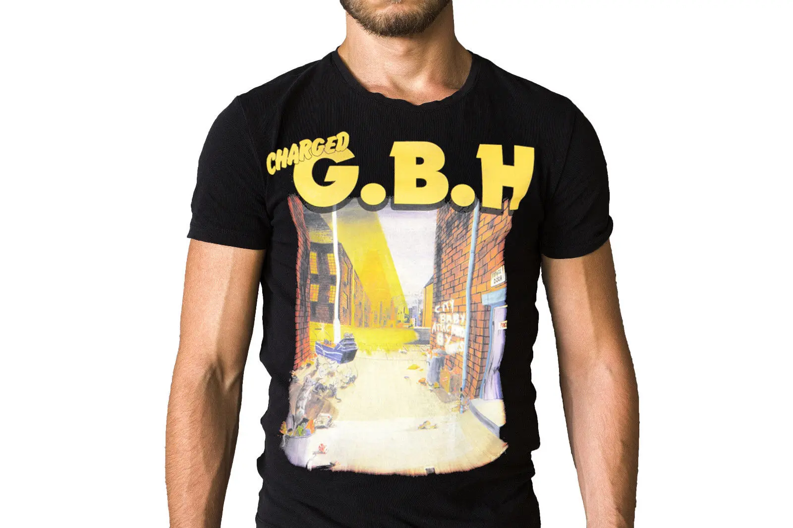 Charged GBH City Baby Attacked By Rats 1982 Album Cover T-Shirt | Мужская одежда