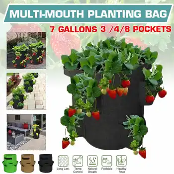 

7 Gallon Garden Planting Grow Bag Strawberry Vertical Flower Herb Pouch Root Breathable Vegetable Round Reusable Pot Planter