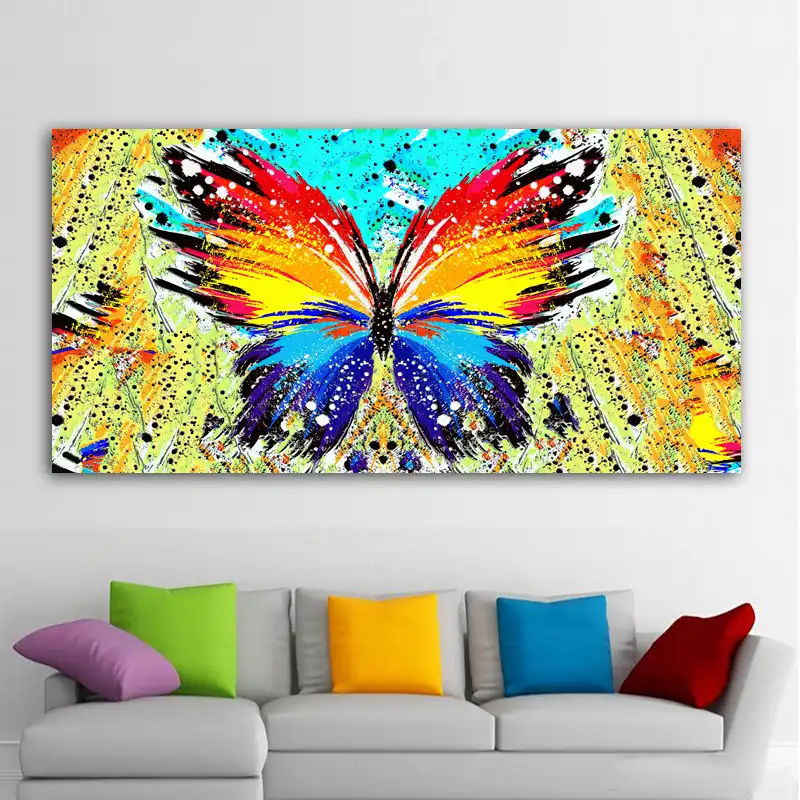 Cuadro sobre lienzo para pared Con pinturas abstractas de mariposas y