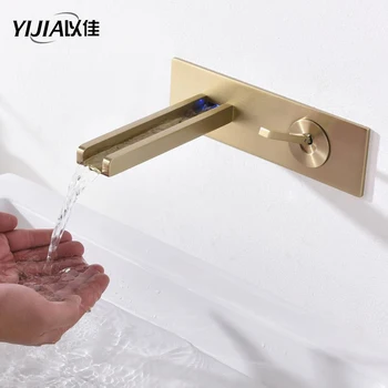 

Bathroom Fixture LED temperature light hot and cold wall-mounted brass faucet
