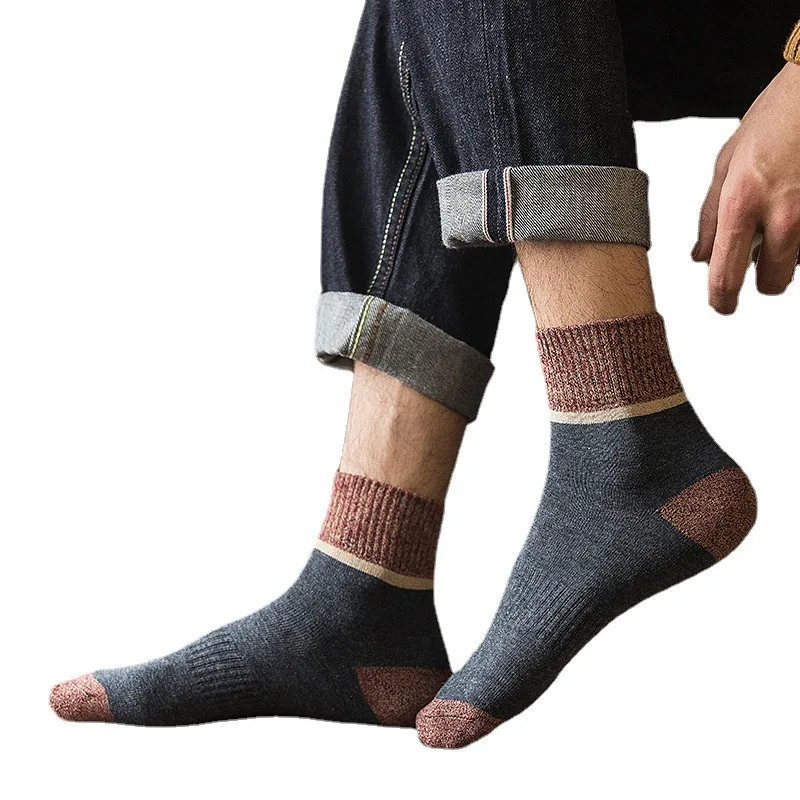 5 Pairs Pack Men Sports Socks Comfortable Pure Cotton Knee-High Socks Athletic Fitness Walking Yoga Sock Adult Male Cotton