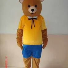 Прямая с фабрики желтый медведь футболка талисман костюм для взрослых на Хеллоуин День Рождения мультфильм одежда костюмы для косплея