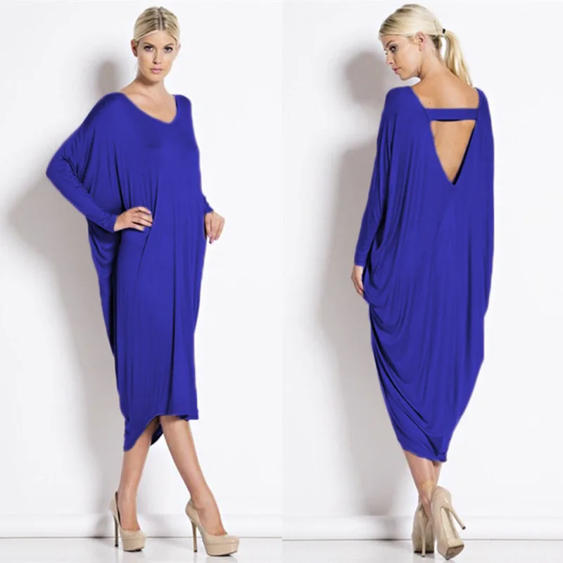 

Ladies Bat Long Sleeve Loose Irregular Dress Fall Winter New Women Casual Vestido Evening Party Bodycon Sexy Dress