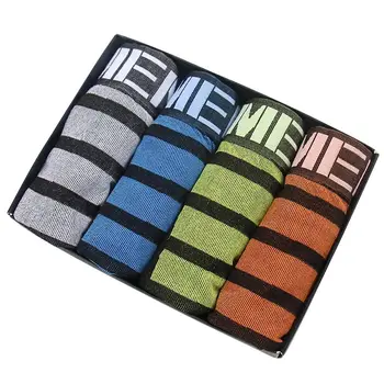 

4pc/lot Mens Shorts Underwear Soft Boxers Underpants Gay Boxer Shorts Cotton Men Solid Short Men's Panties Homme Cueca M0039