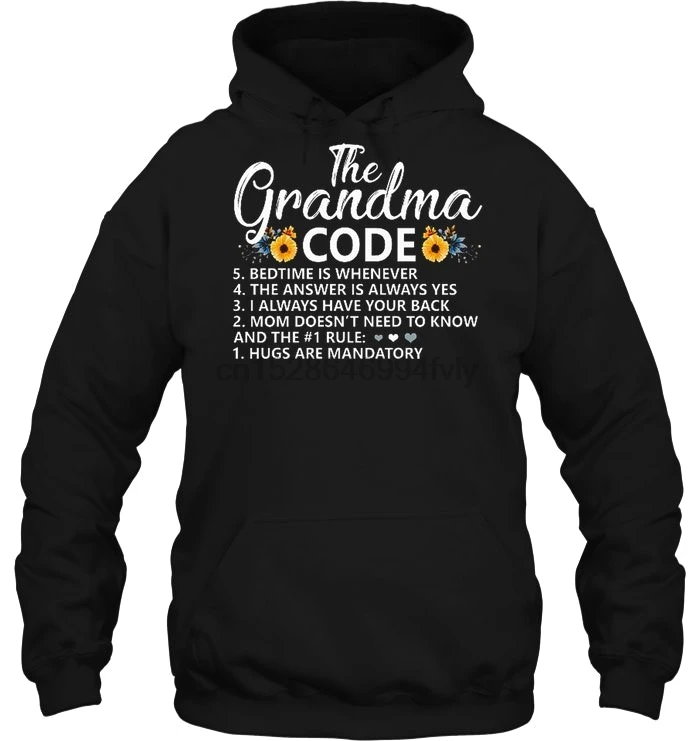 Мужская толстовка с капюшоном женская уличная одежда надписью Grandma Code |