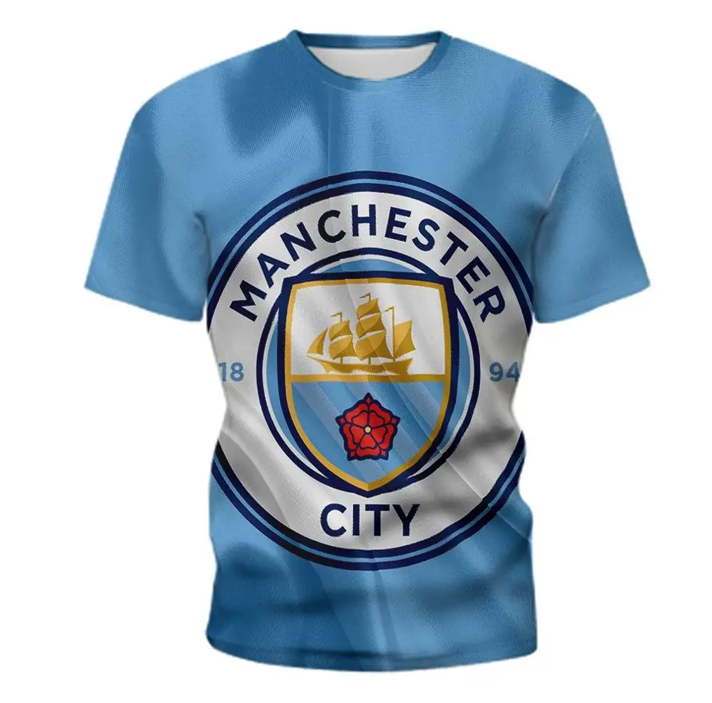 Уличная футболка с 3D изображением футбольного клуба Манчестера, Футбольная Футболка с круглым вырезом, модная футболка, тренировочный костюм, Мужская футболка - Цвет: TD01227