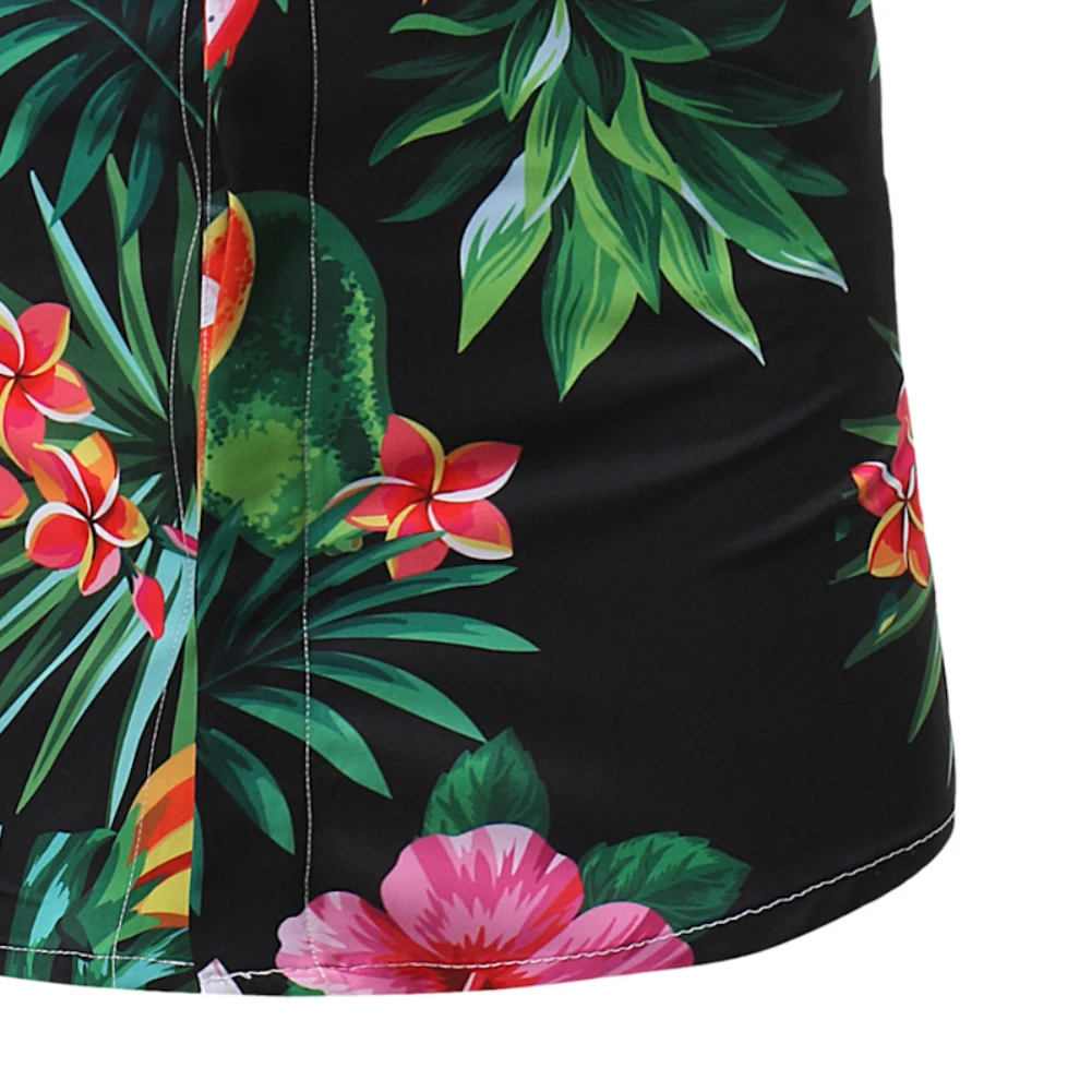 Hawaiian Style beach man Shirts pineapple leaf print lapel shirt men's casual floral shirt