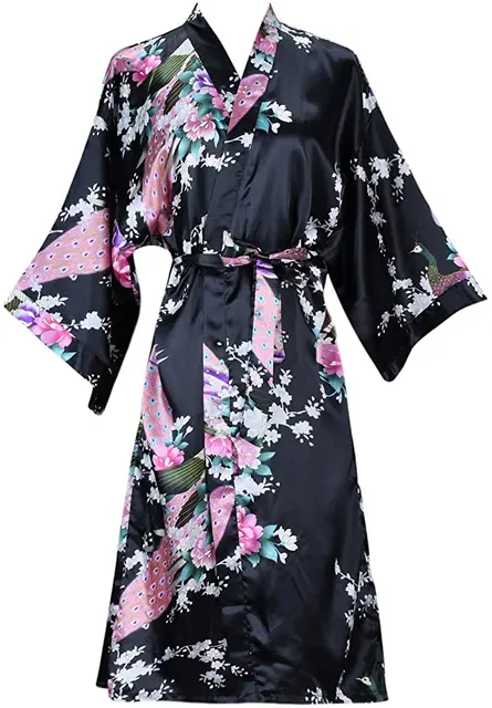 Robe de mariée en Satin de soie pour demoiselle d'honneur, peignoir Floral, Kimono court, Robe de nuit, Robe de bain, à la mode, pour femmes