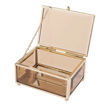 

Glass Make-up Jewelry Organizer Container Display for Necklace Travelling