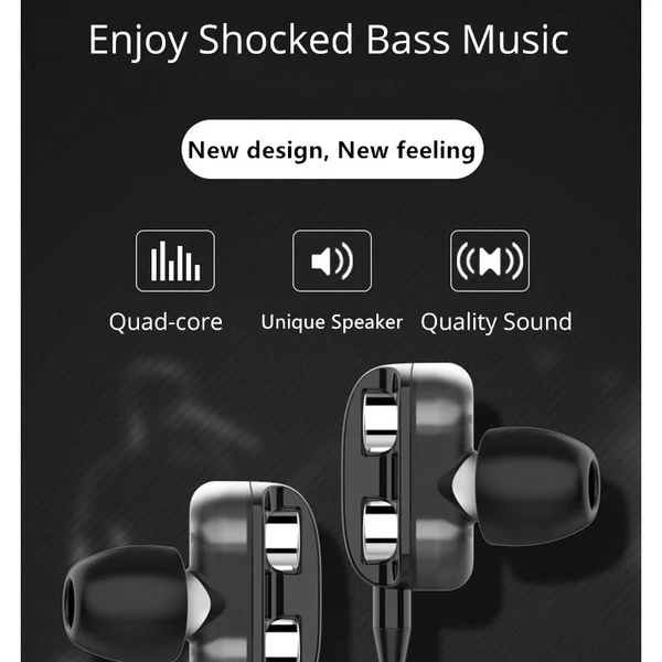 3.5mm Wired Headset Deep Bass Music Sport Earphone For Fitness Running Cycling Hands-free Call With Microphone Double Moving