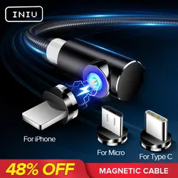 INIU 2 м Магнитный кабель Micro Тип usb C Зарядное устройство для зарядки для iPhone XS X XR 8 7 samsung S8 магнит Android телефонный кабель Шнур