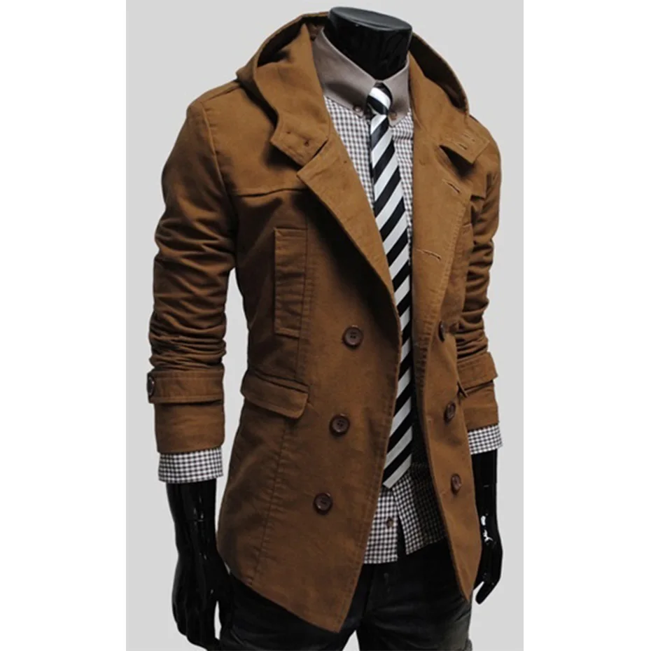 Zogaa мужская длинная куртка Camisa Masculina мужская приталенная трикотажная куртка с капюшоном модная мужская ветровка Тренч пальто Тонкий шерстяной Тренч