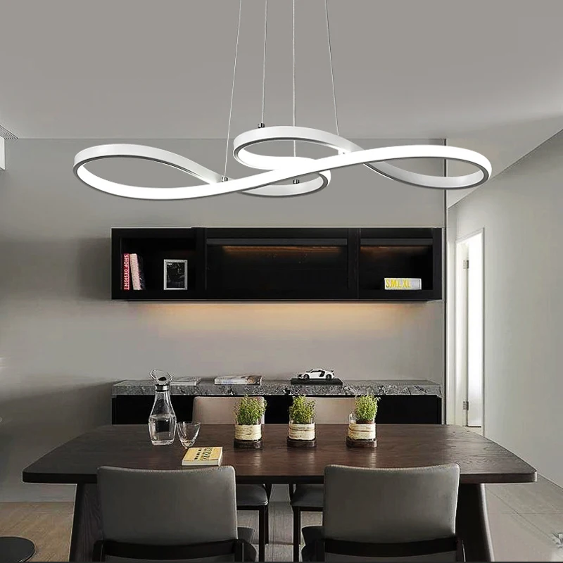 Modern Led Chandelier Ceiling Pendant Lamp For Kitchen Living Dining Room Bar Table White Design Suspension Hanging Light