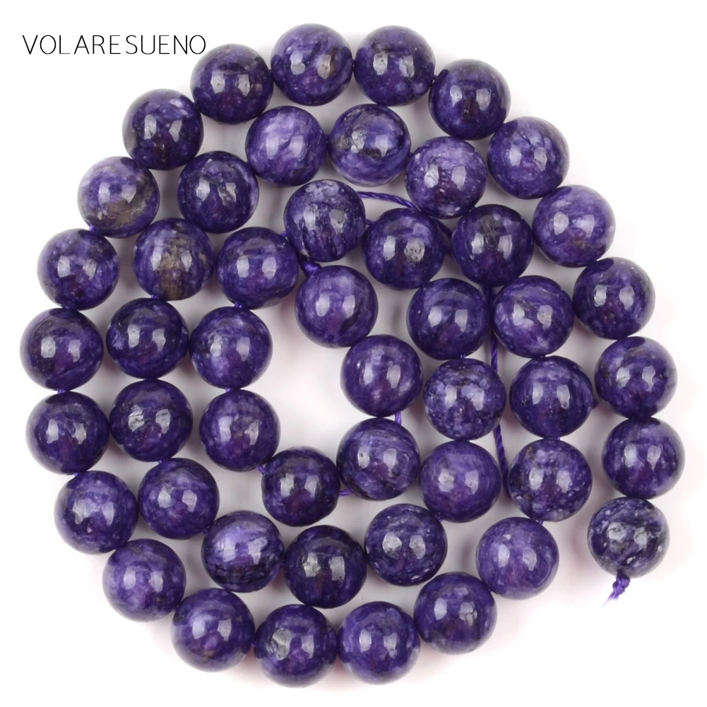 Natürliche Edelstein Charoite Lila Quarz Charme Runde Perlen Für Schmuck Machen 6/8/10/12mm Spacer lose Perlen Diy Armbänder 15" – Detail 4