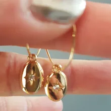 Шикарные европейские Стильные Позолоченные Овальные серьги-кольца для женщин