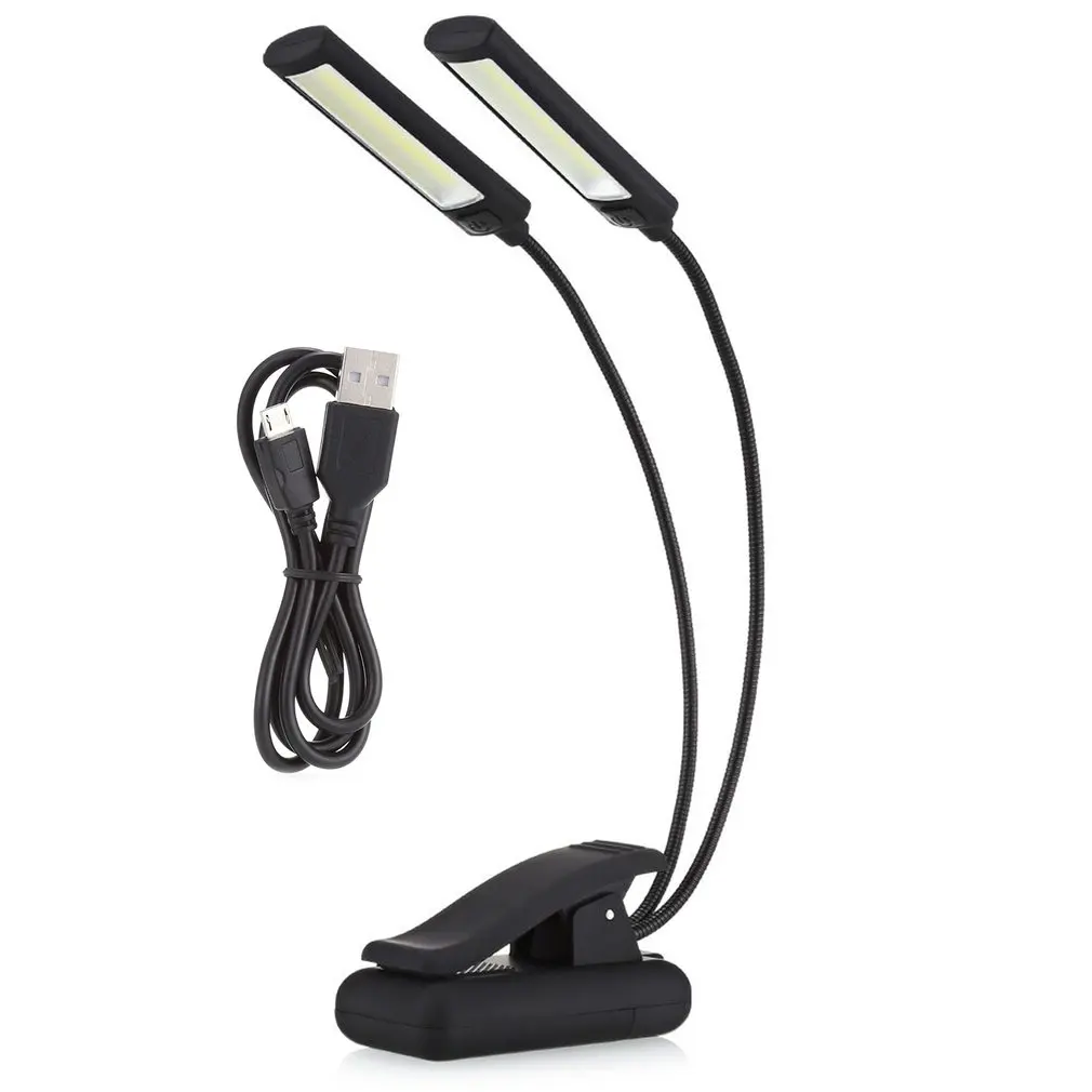 ICOCO 6 Вт светодиодный USB светильник для чтения с регулируемой яркостью и зажимом для ноутбука, ноутбука, пианино, кровати, изголовья стола, Портативный Ночной светильник - Испускаемый цвет: Double headlight