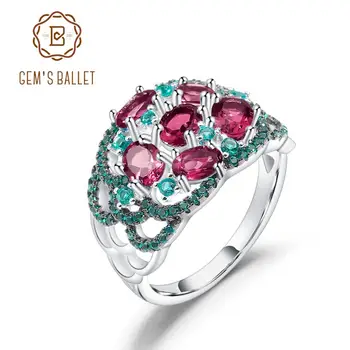

GEM'S BALLET Fancy Classic 925 Sterling Silver Art Deco Ring 2.3Ct Natural Rhodolite Garnet Rings For Women Wedding Fine Jewelry
