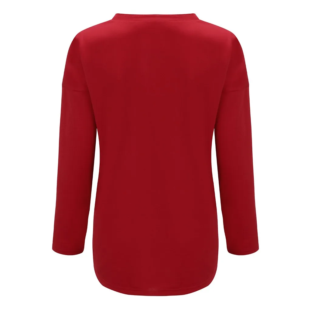 Poleras mujer de moda camiseta mujer Футболка женская Повседневная Свободная Длинная толстовка с v-образным вырезом и рукавом с принтом Топы camisa feminina