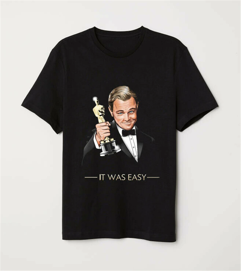 Это было легко как Leonardo Dicaprio Win The Oscar Funny Meme черная футболка оптовая продажа