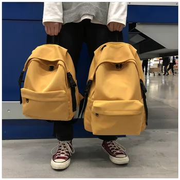 

solid color simple schoolbag female Harajuku college student backpack large capacity backpack school style travel backpack bts