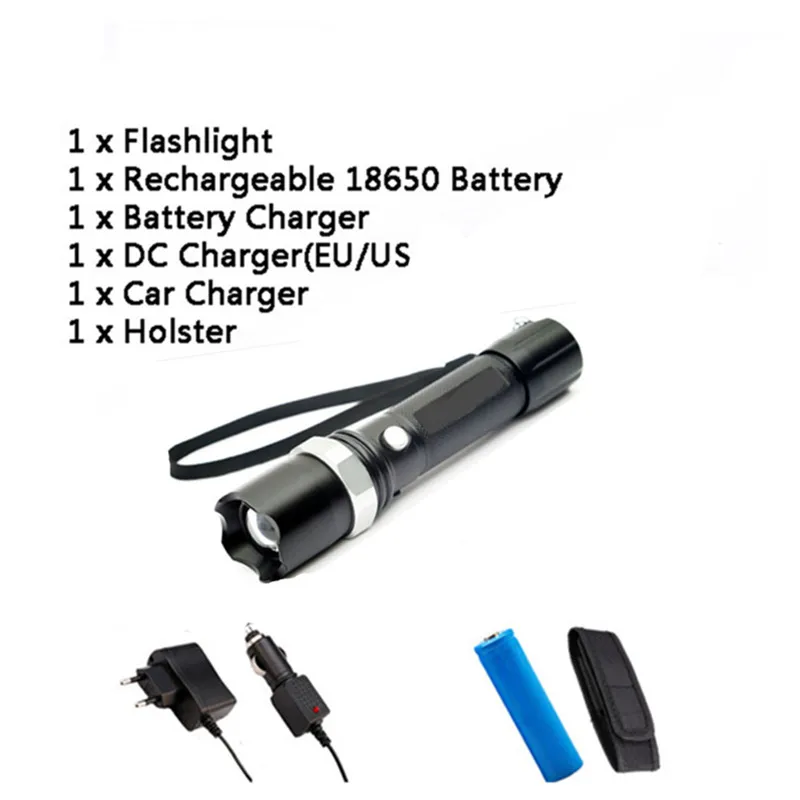 Super Bright 5200LM Rechargeable Flashlight XML-T6 Led Flashlight Zoomable 4 modes torch for 18650 with USB cable Camping usb rechargeable led torch Flashlights