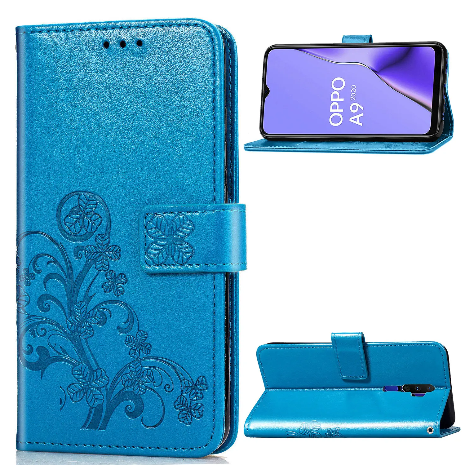 Синий Для Coque OPPO A5 PCHT30 чехол Роскошный чехол для телефона из искусственной кожи защитный чехол для Capa OPPO A9 PCHM30 чехол - Цвет: Синий