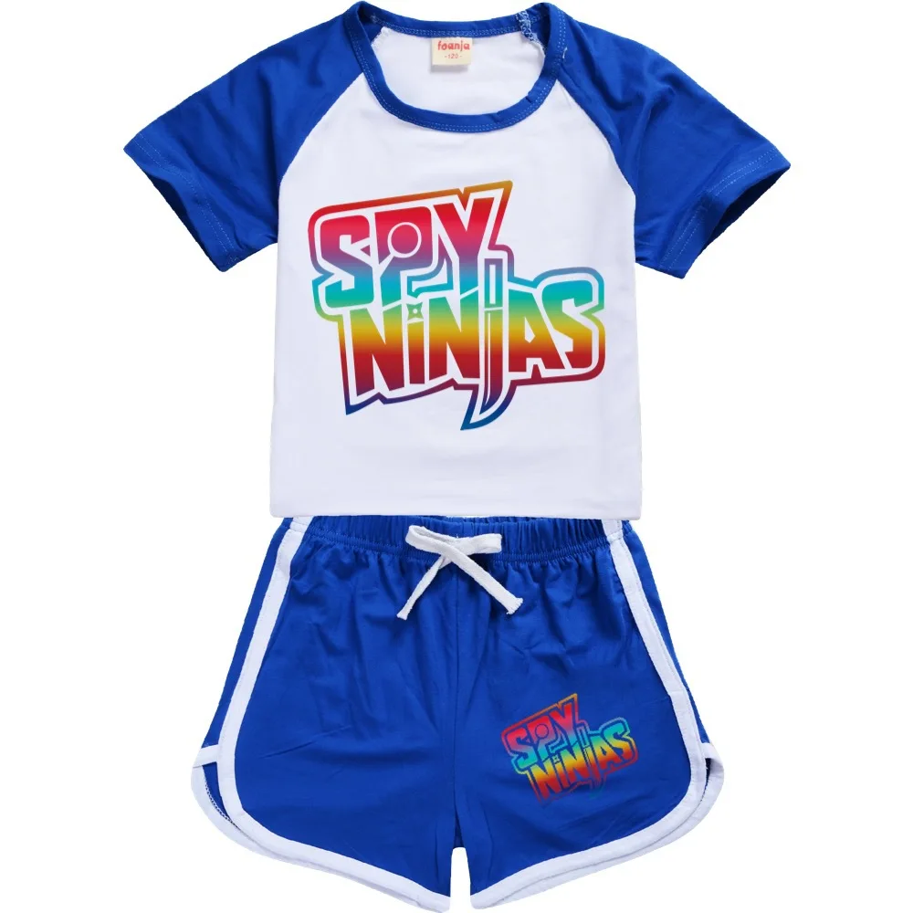 yhkj SPY Ninja 100-170 New T-Shirt Shorts Casual Sports Suit Baby Girl Tops Set Boys Tshirt 
