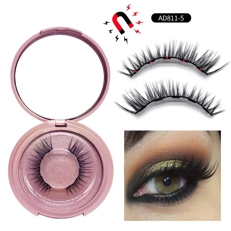 MAYSHIKOU 3D Faux Mink Magnetic False Eyelashes And Eyeliner Set Eyelash-Extension Cilp Handmade Natural Thick Style Tweezers