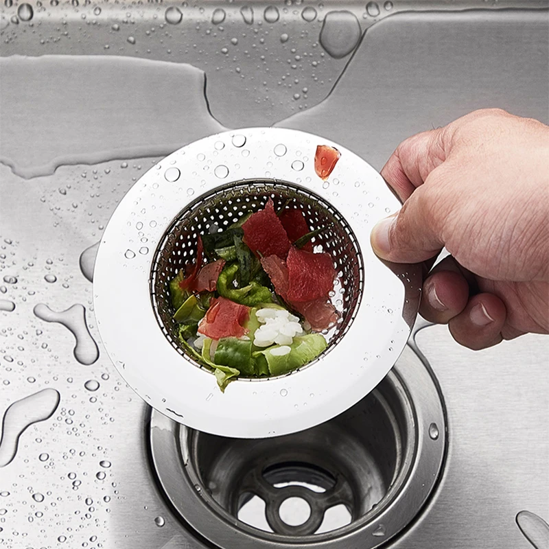Sink Drain Filter Household Stainless Steel Sink Strainer Metal Filter Bath Drain Waste Screen 1PC