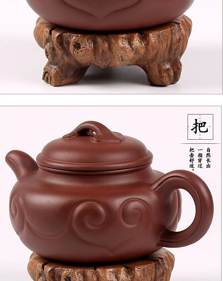 Vintage Good Luck Yixing Clay Teapot Tea Set Gift Entirely Handmade Customizable Cup Tea Pot Set Raw Ore Purple Clay