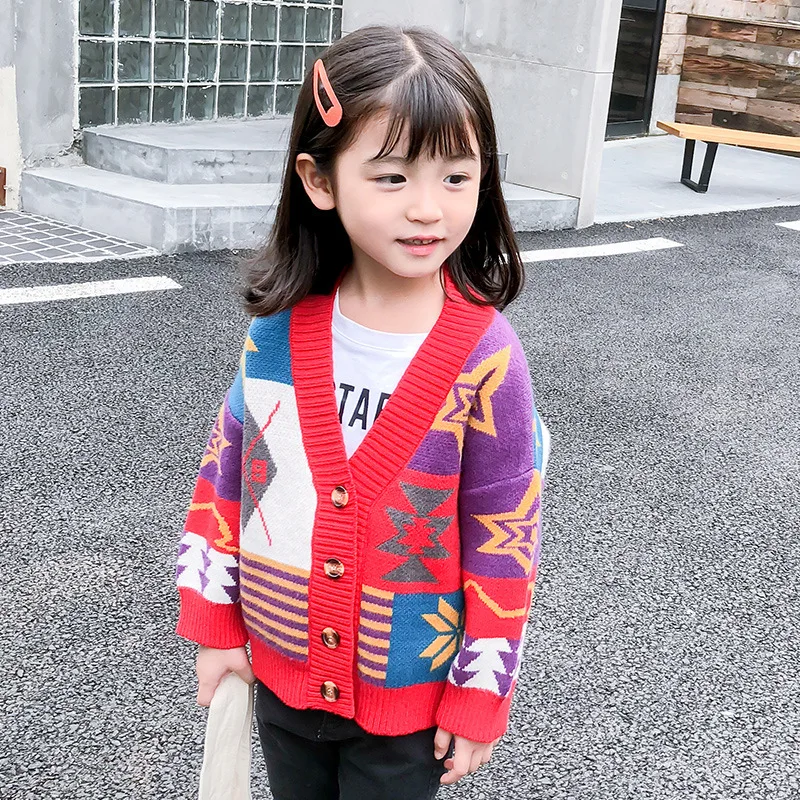 

Girl'S Knitted Cardigan 2019 New Style Autumn Big Boy Children Spring And Autumn Korean-style Little Girl Western Style Sweater