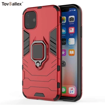 

100Pcs Phone Case For Apple iPhone 11 Pro Max XS XR X 8 7 6 6S Plus SE 5 5S 360 Degree Rotate Magnetic Ring Holder Armor Cover