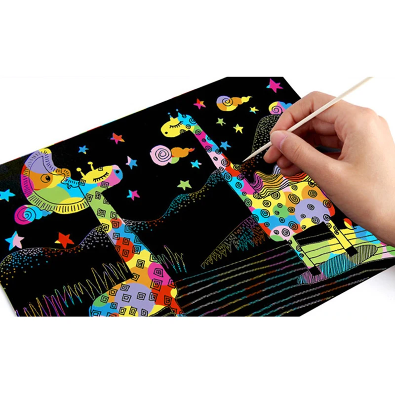 Детский Красочный Рисунок игрушки бумага для скретч Арта Волшебная картина бумага с рисунком палочка для детей Подарки модная игрушка