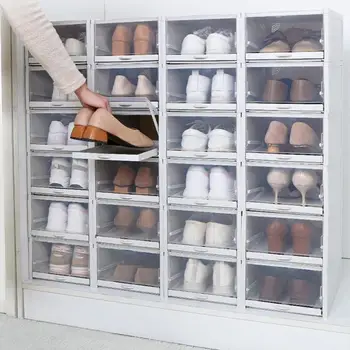 

3 Layers Thickened Flip Shoe Box Transparent Plastic Shoes Drawer Case Multi Color Living Room Sundry case House Supplies