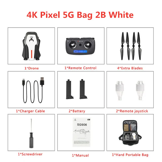 4K Pixel 5G Bag 2B W SG906 портативный Радиоуправляемый Дрон 4K gps 5G wifi FPV HD Двойная камера Дрон широкоугольный бесщеточный селфи складной Дрон 4K Квадрокоптер дроны - Цвет: 4K Pixel 5G Bag 2B W