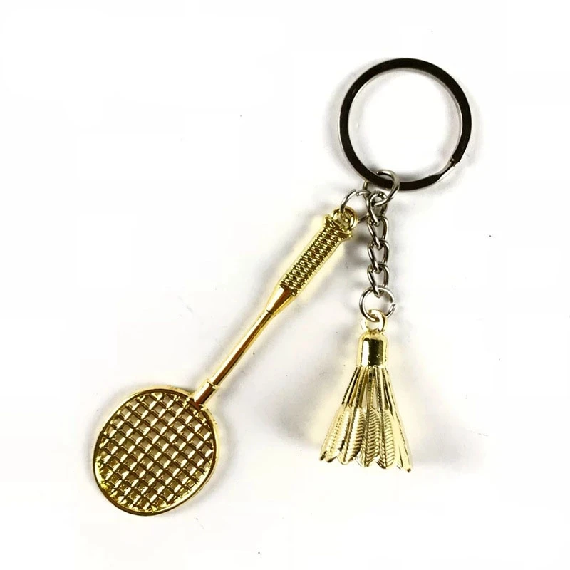 Брелок для ключей в виде ракетки бадминтона Модный милый металлический