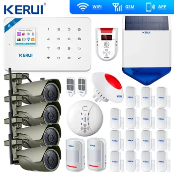 

W18 WIFI GSM Burglar Home Security Alarm System touch panel 1080P Wifi IP camera Outdoor Solar Siren Gas Sensor Camera Wifi