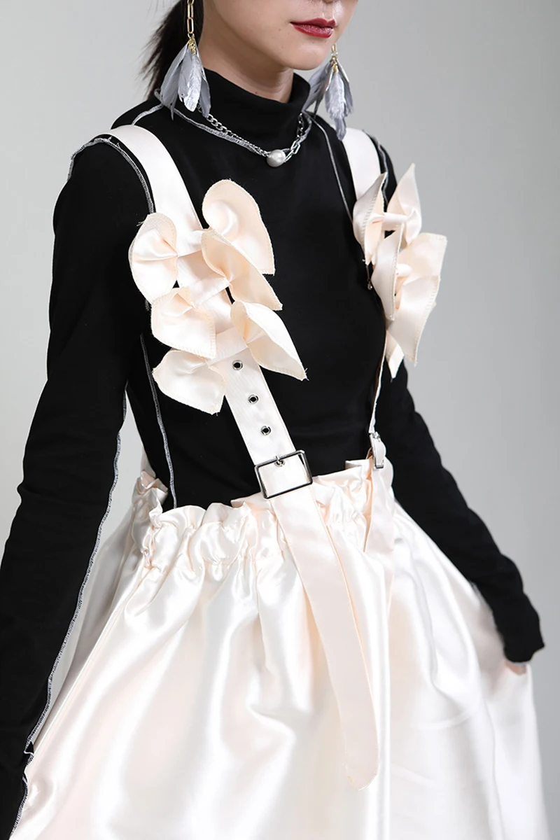 [EAM] Women Black Bow Split Joint Buckle Temperament Dress New Sleeveless Loose Fit Fashion Tide Spring Autumn 2020 1Z663