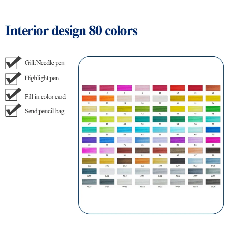STA 3203 маркер для рисования набор двойной головой художественный эскиз жирной на спиртовой основе Маркеры Ручка 30/36/40/48/60/80/128/201 Цвета для анимации - Цвет: Interior-80colors