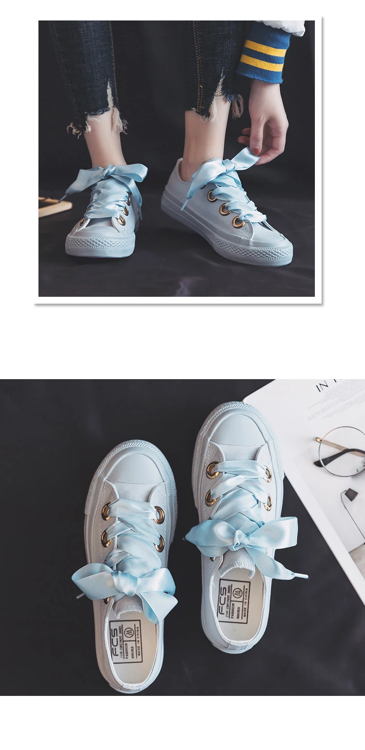 2021 New Canvas Shoes Versatile Laces Light Color Solid Color Cute Trend Casual Flat Bottom Low Top Women's Vulcanized Shoes