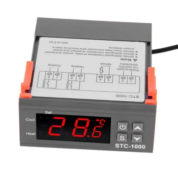 

4 - 6.9" Display Temperature Controller 1 M Cable Thermostat Aquarium STC1000 Incubator Cold Chain Temp Laboratories Temperature