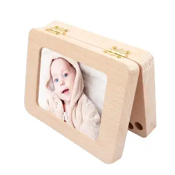 

Wooden Photo Frame Fetal Hair Deciduous Tooth Box Children English Storage Box for Gift Boys Girls Baby